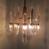 Chandelier in brass and crystal 1960
