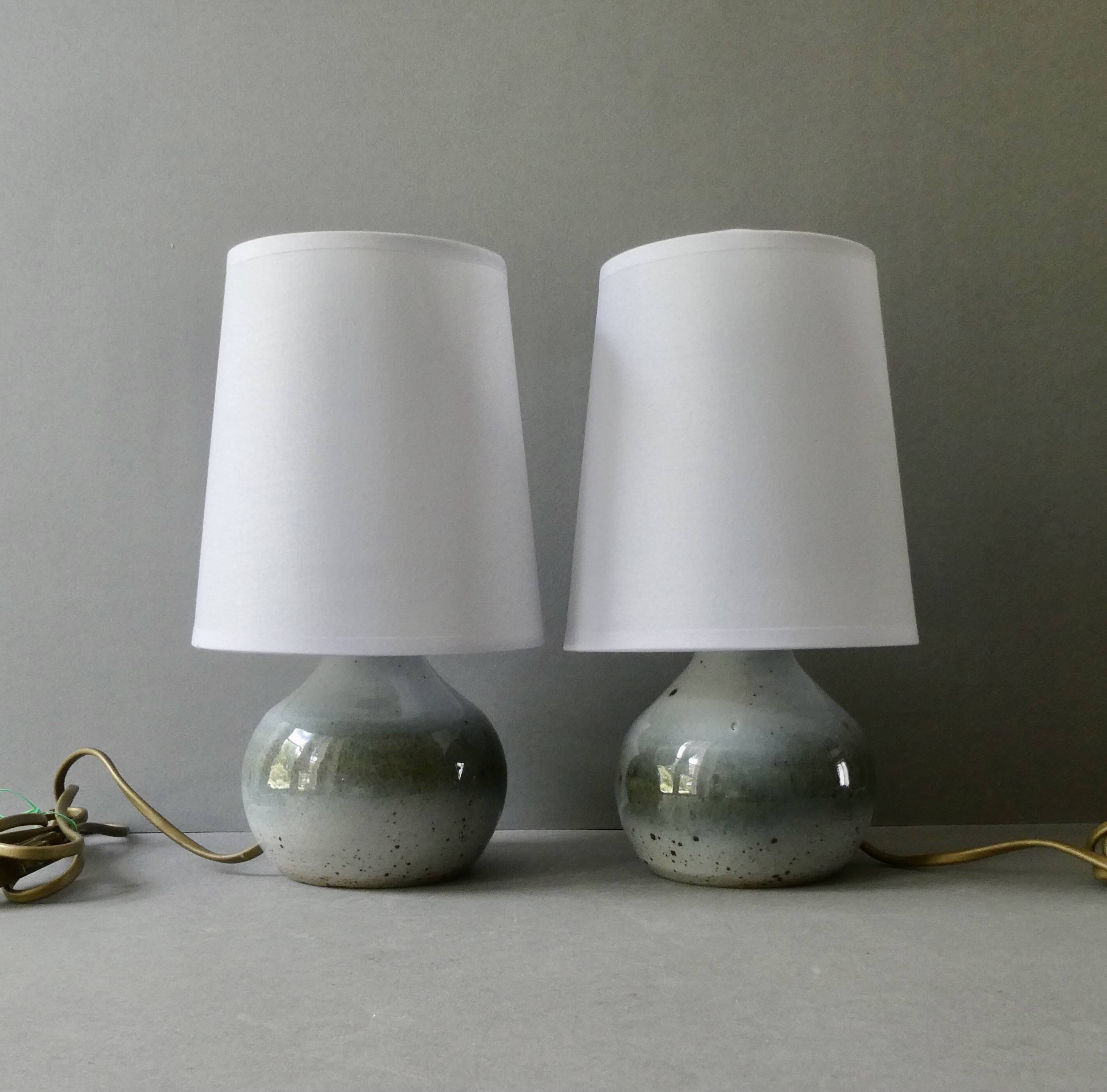 Pair of glazed ceramic lamps, 1970s-1980s