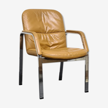 Chaise empilable en cuir vintage par Klober Allemagne