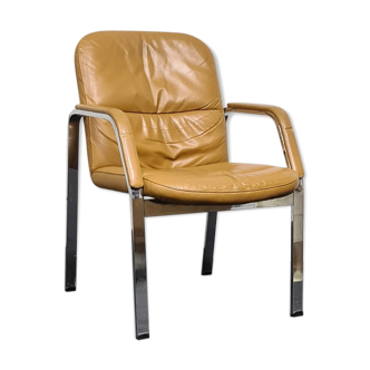 Chaise empilable en cuir vintage par Klober Allemagne