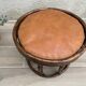 Pouf vintage rotin et cuir