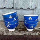 7 mini coffee bowls with blue polka dot decoration