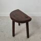 Stool in solid wood tripod seat half-moon