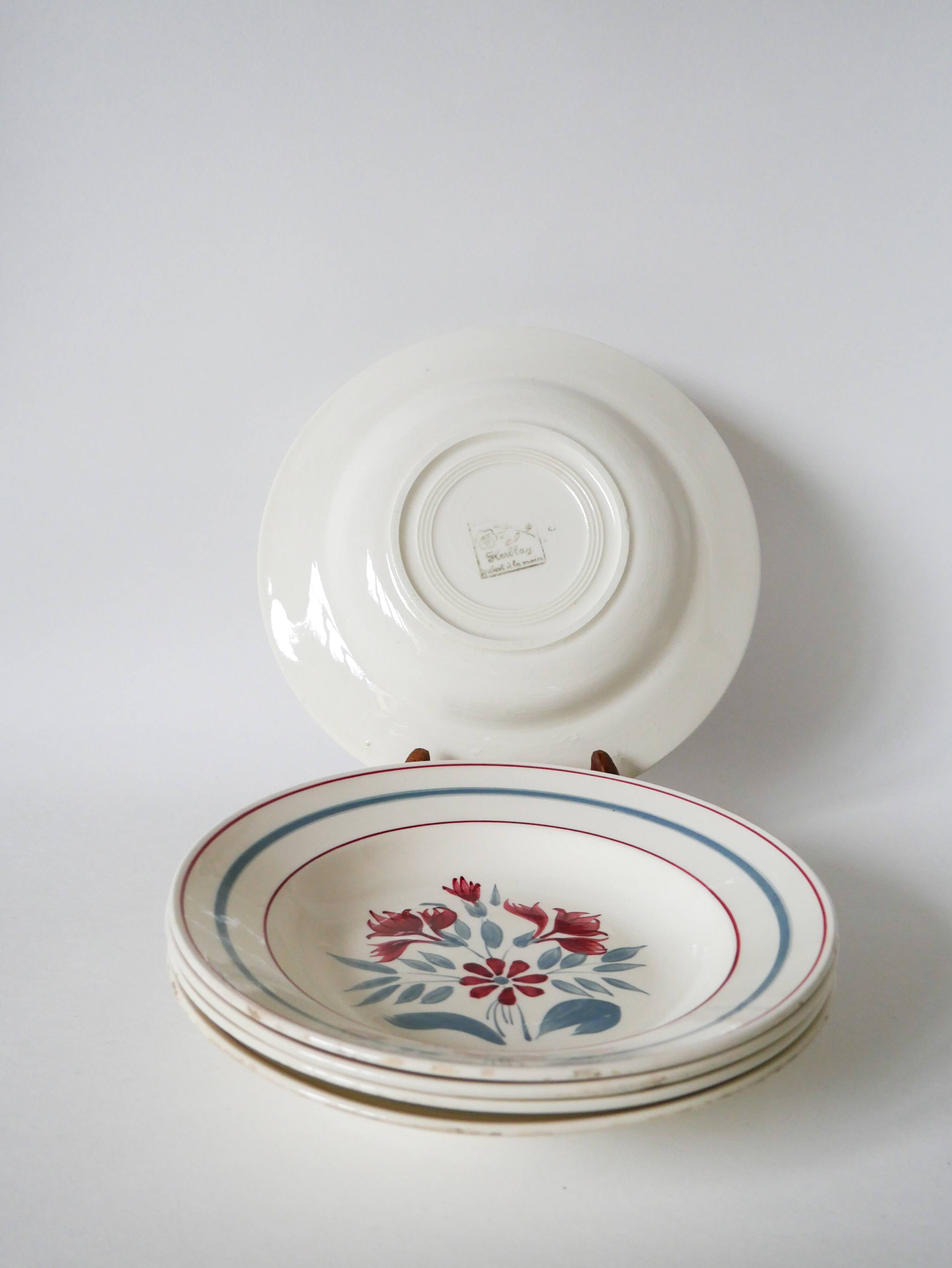Lot of 5 Lunéville soup plates, Herblay model, 1950