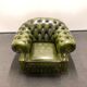Handcrafted Chesterfield Club Armchair in Earthy Green Tone