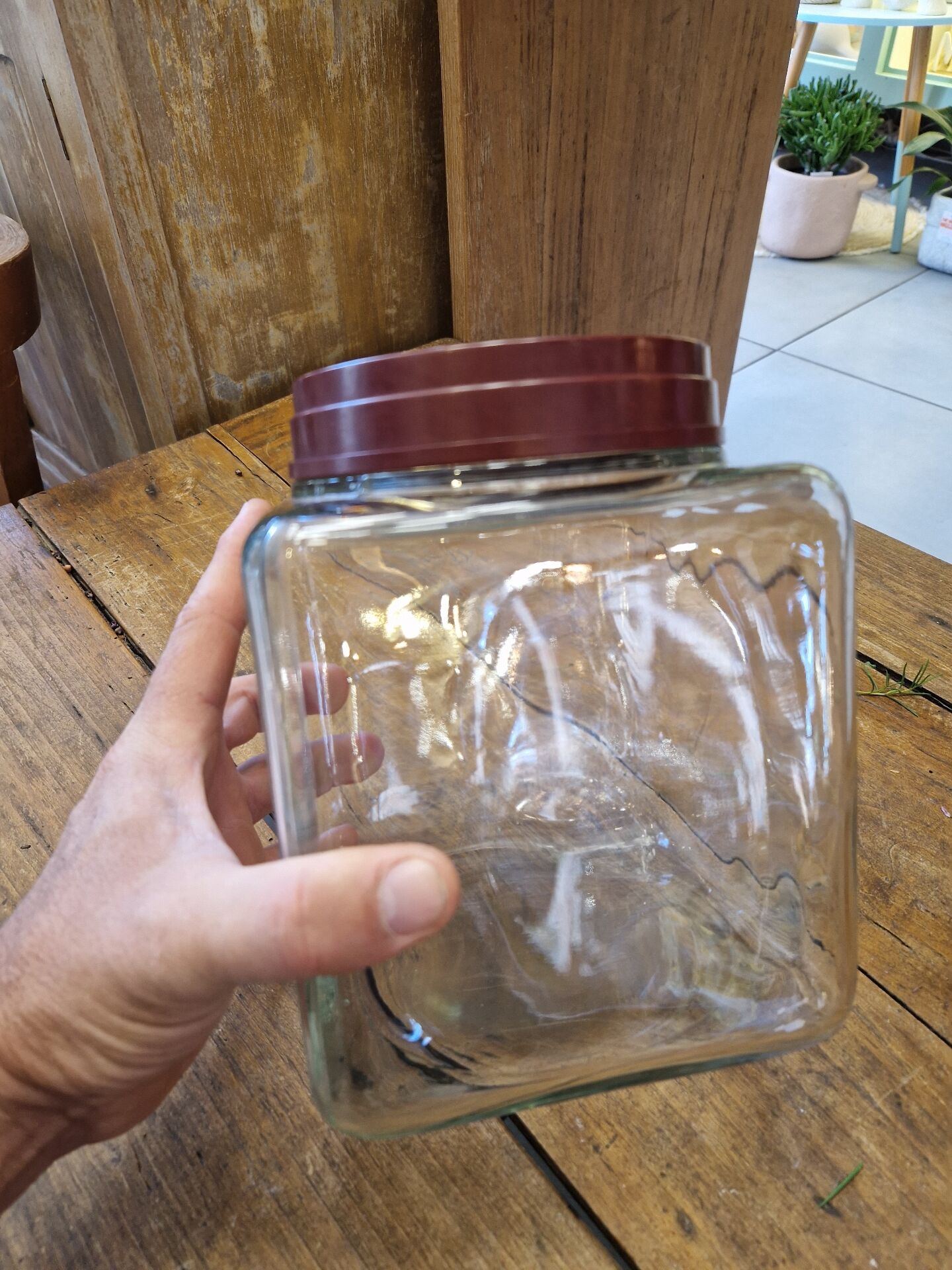 Ancient moulded glass jar with bakelite lid 20th century