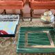 Hollywood regency malachite effect resin & brass tray, Italy 1970s