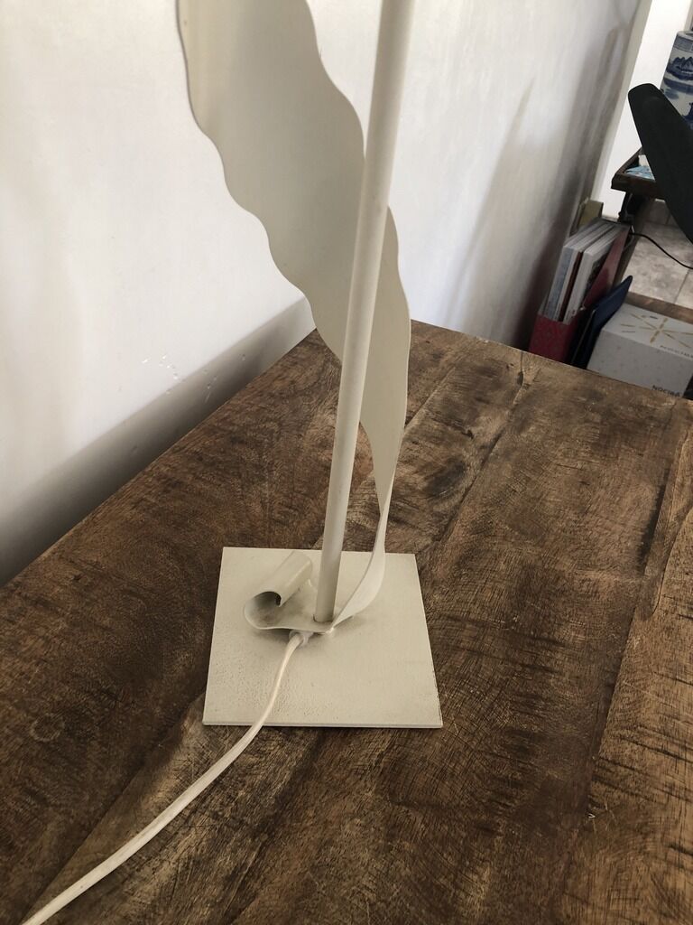 Large white wrought iron lamp