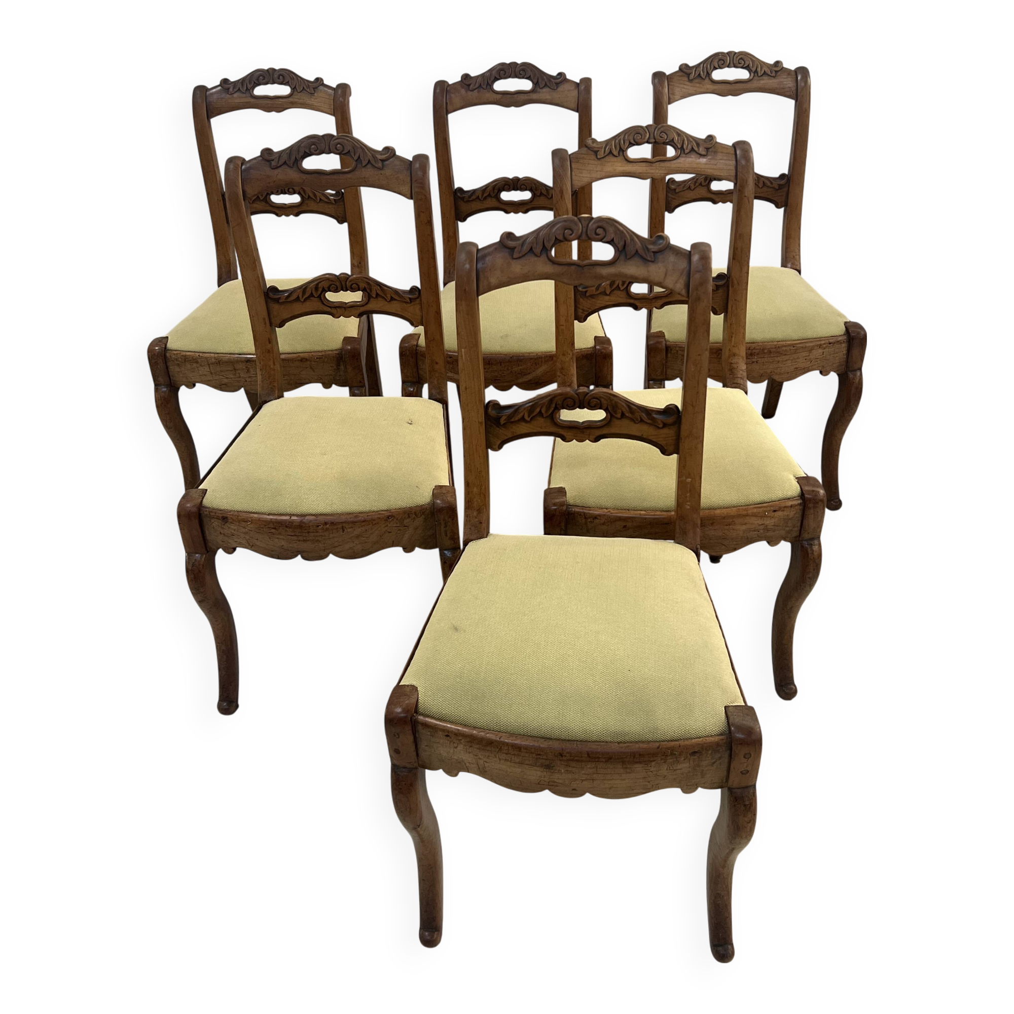 Set of six Louis Philippe style chairs in cherry wood, 19th century
