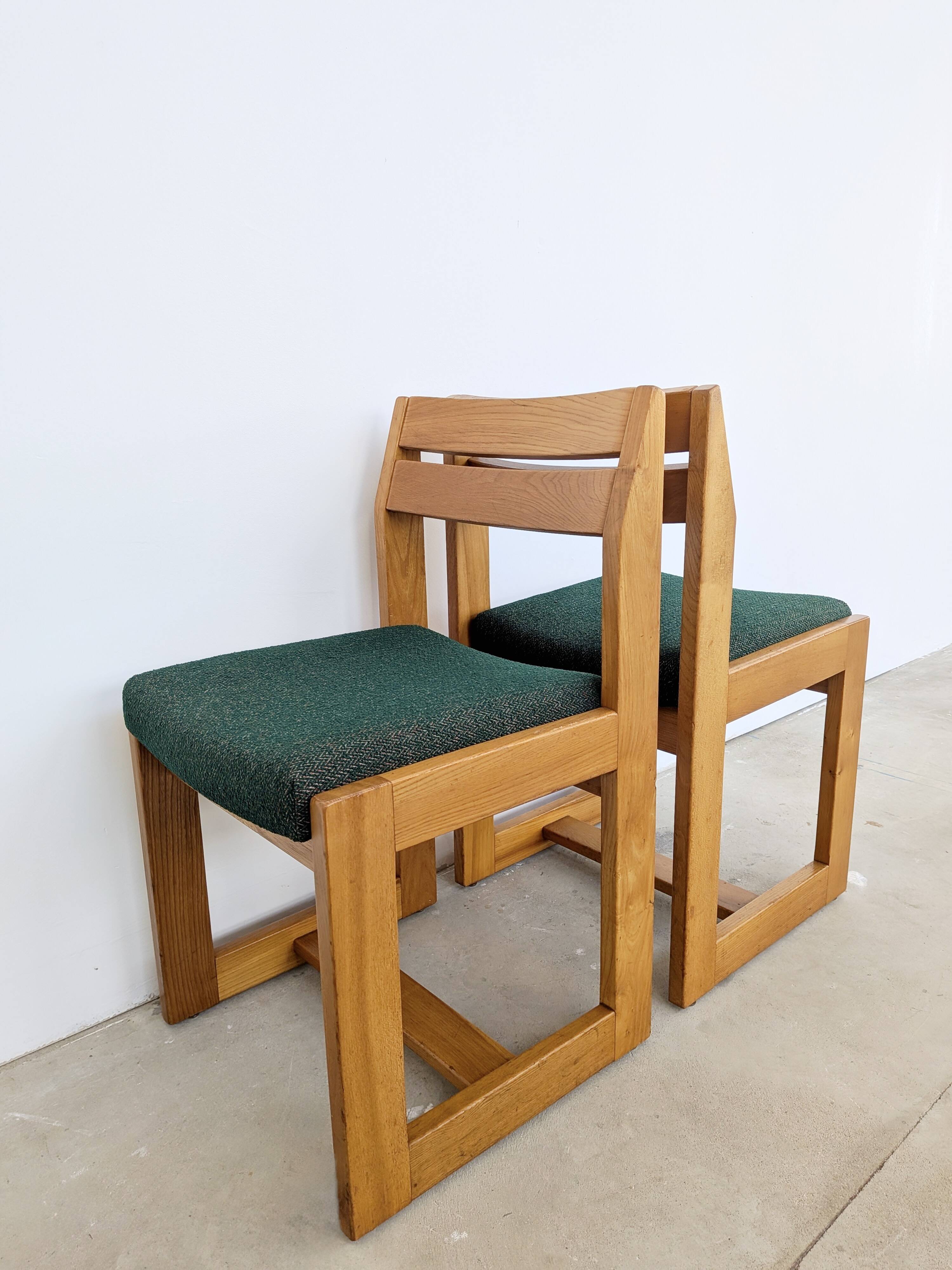 Set of 4 Maison Regain Vintage Chairs – Brutalist Solid Elm