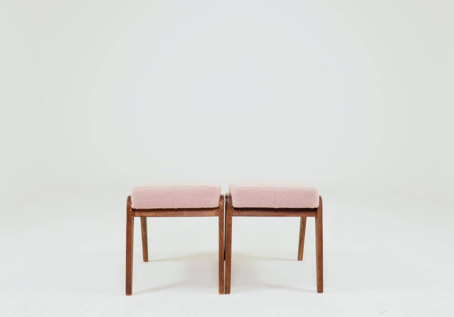 Vintage pink boucle tabouret modern design set of 2
