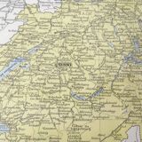 Vintage color map of Switzerland 43x43cm from 1950