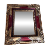 Miroir ancien cadre doré et rouge