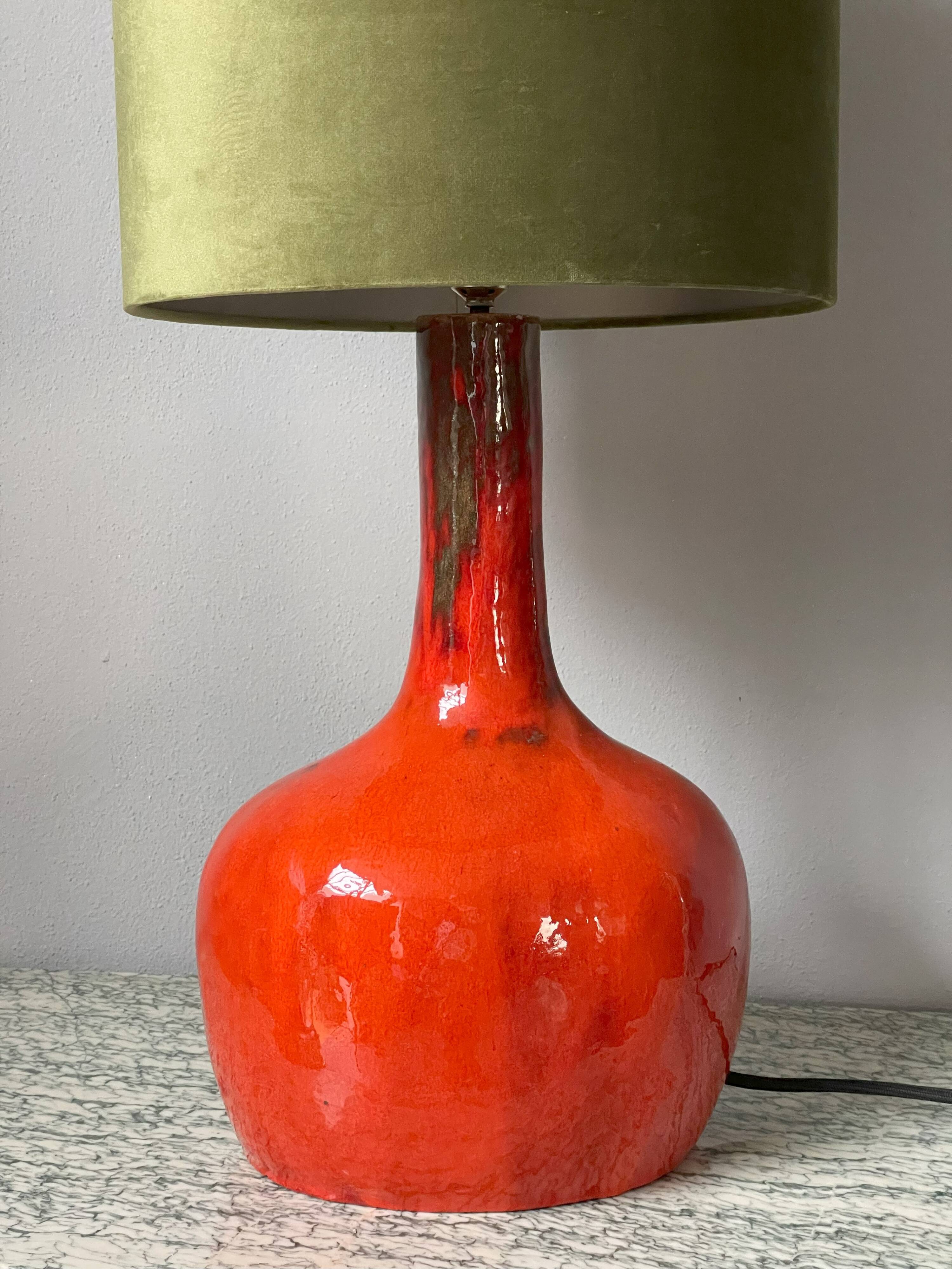 Orange Ceramic Table Lamp, 1970s