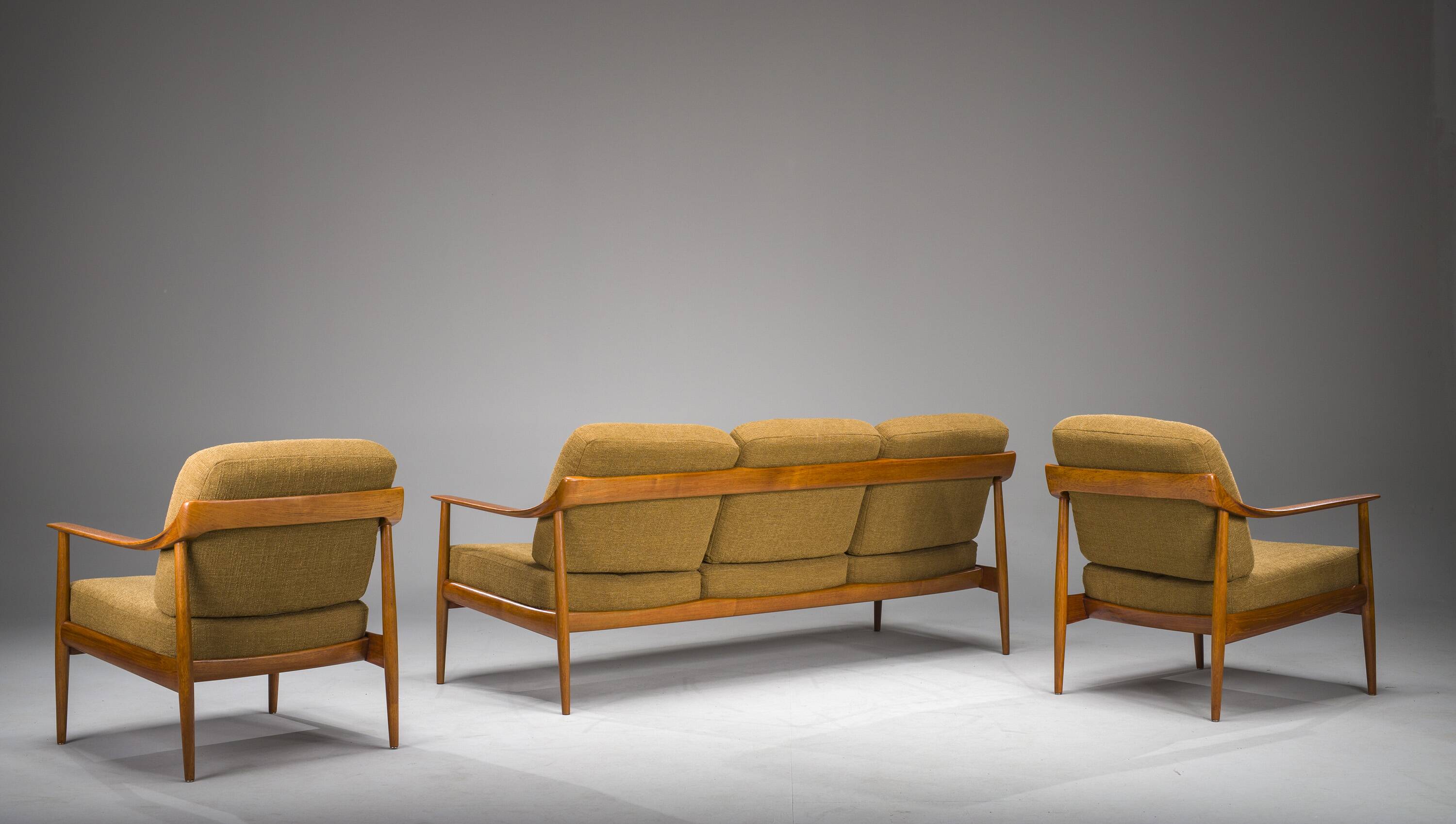 Mid-Century Lounge Chairs and 3-Seater Sofa by Walter Knoll Antimott, 1960