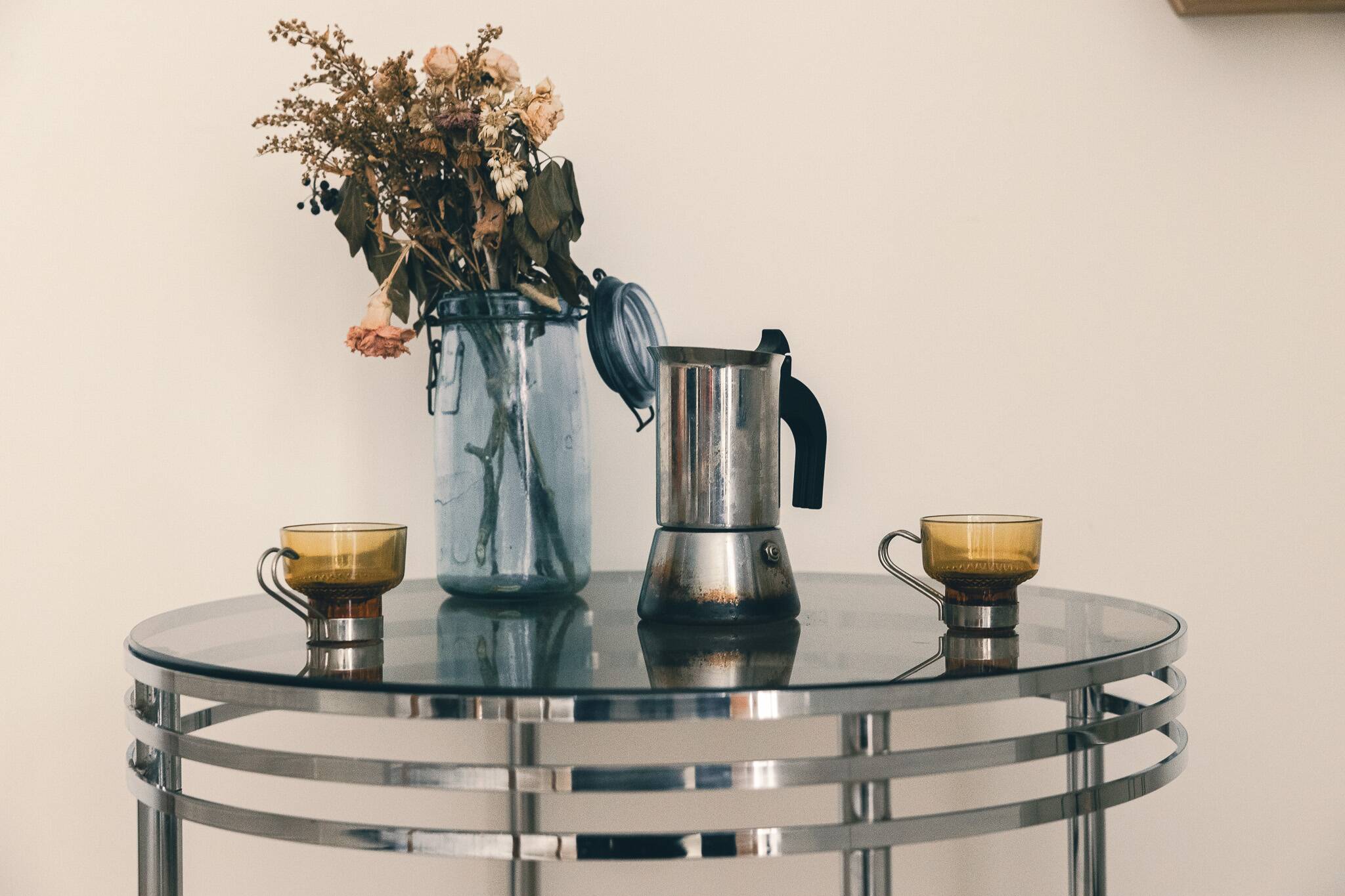 Vintage 70s chrome coffee table