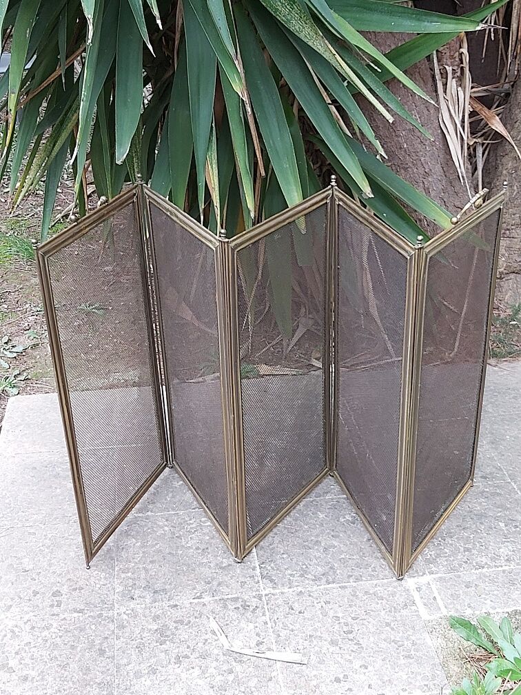 Ancient bronze and brass signed fire pare