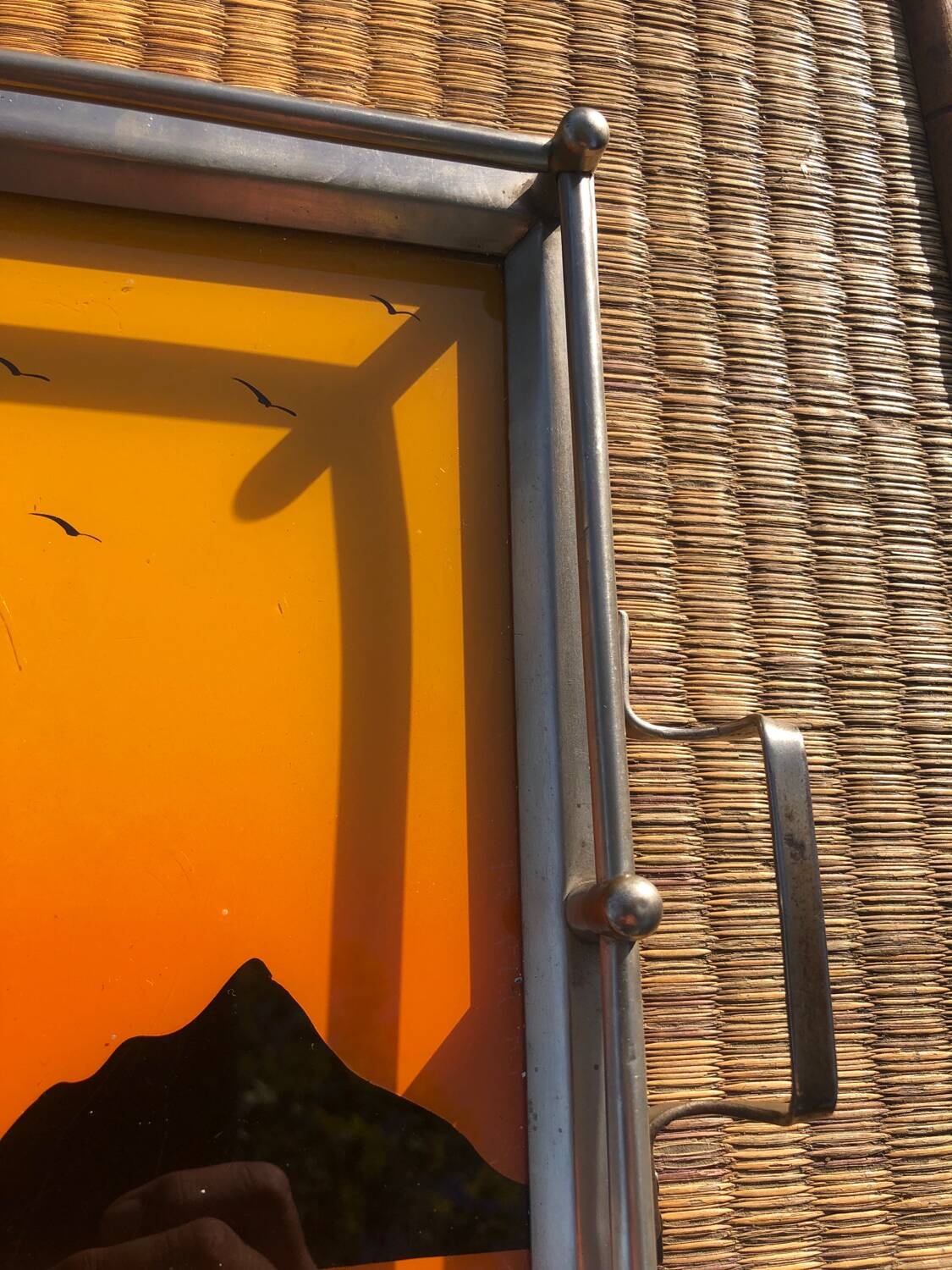 Art Deco tray in reverse painted glass