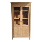 Large antique display cabinet in patinated solid oak.