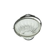Sugar bowl, mid-century modern, transparent glass, silver-plated brass, Poland, 1960s.