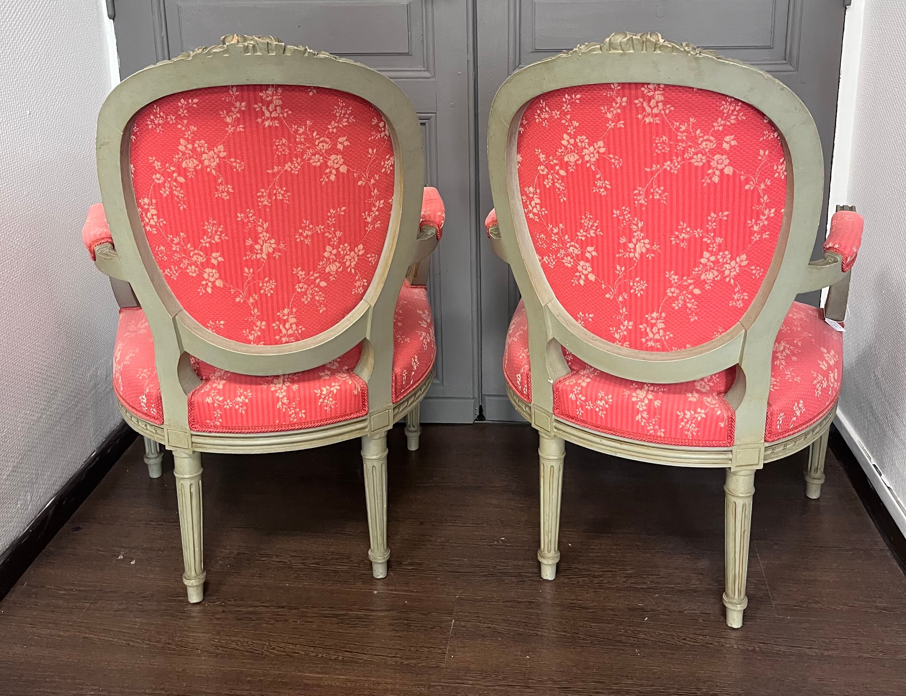 Pair of Louis XVI medallion armchairs