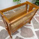 Oak and rattan magazine rack