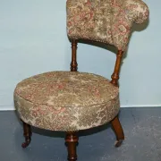 Antique Victorian Nursing Chair in Tapestry with Floral Decoration