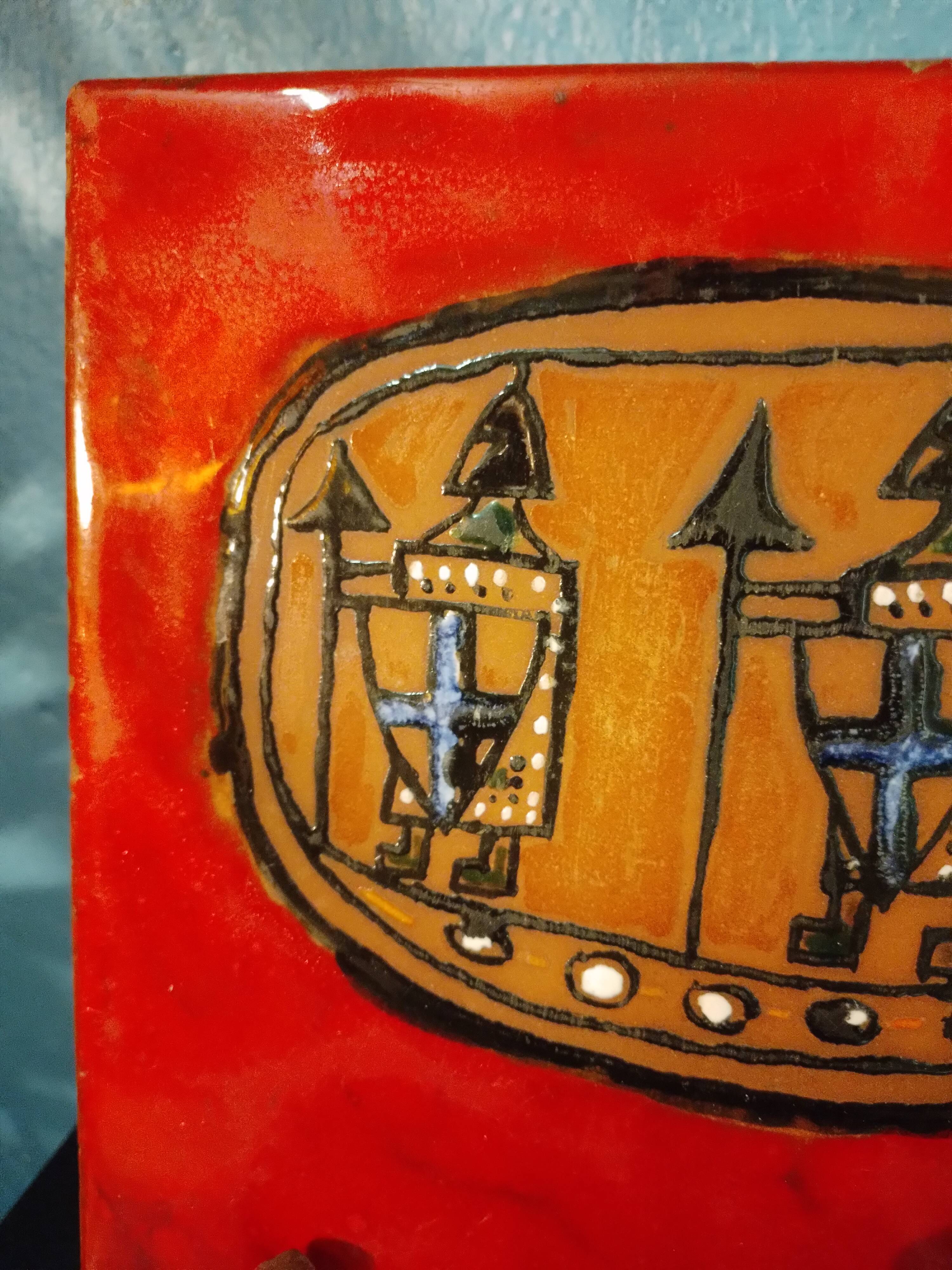 Ceramic tile "Templars" Italy 1960s