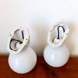 Pair of porcelain and opaline wall lights in Art Deco style