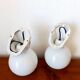 Pair of porcelain and opaline wall lights in Art Deco style
