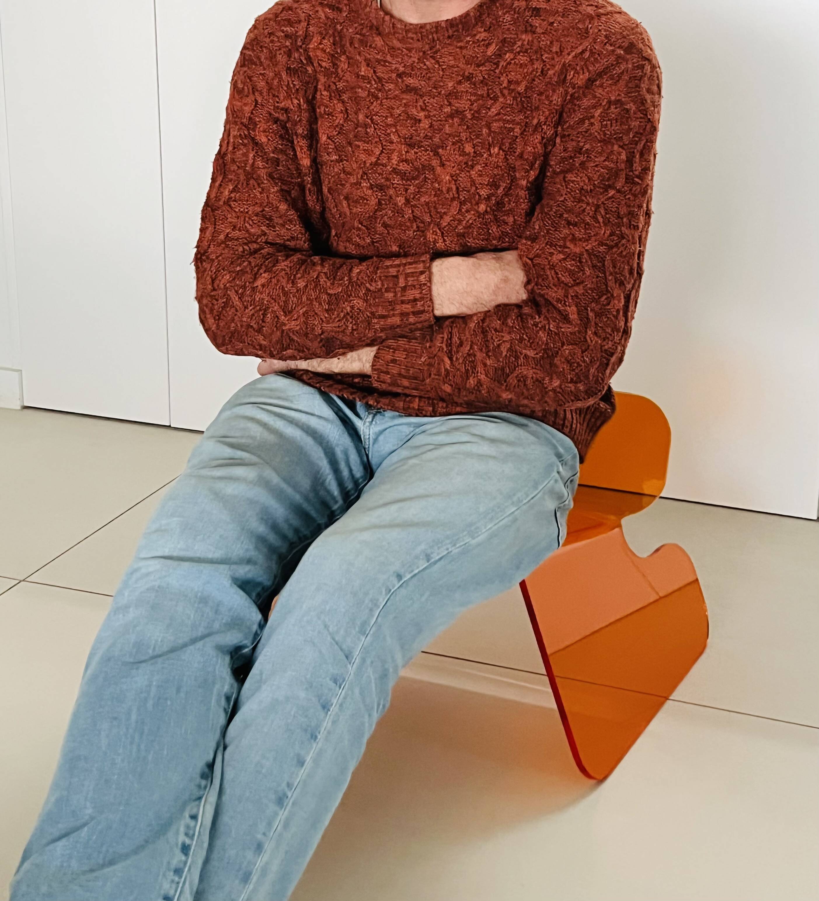 Orange plexiglass chair, 1970s France.