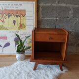 Bedside table oak compass legs - vintage