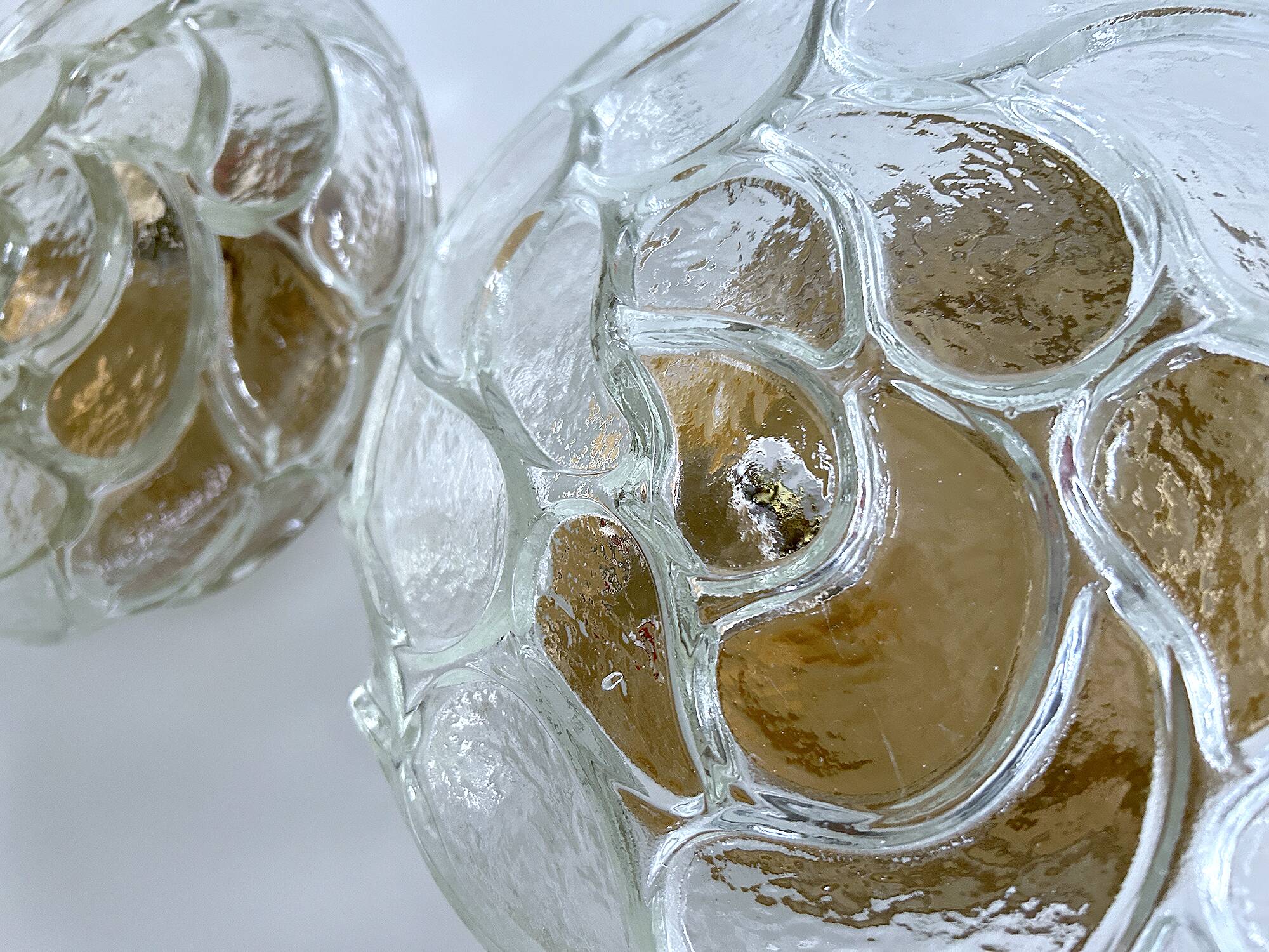 Pair of Brutalist Glass Sconces