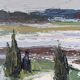 Peinture à l’huile de paysage moderne suédoise moderne du milieu du siècle Vintage Expressive Paysage, encadré