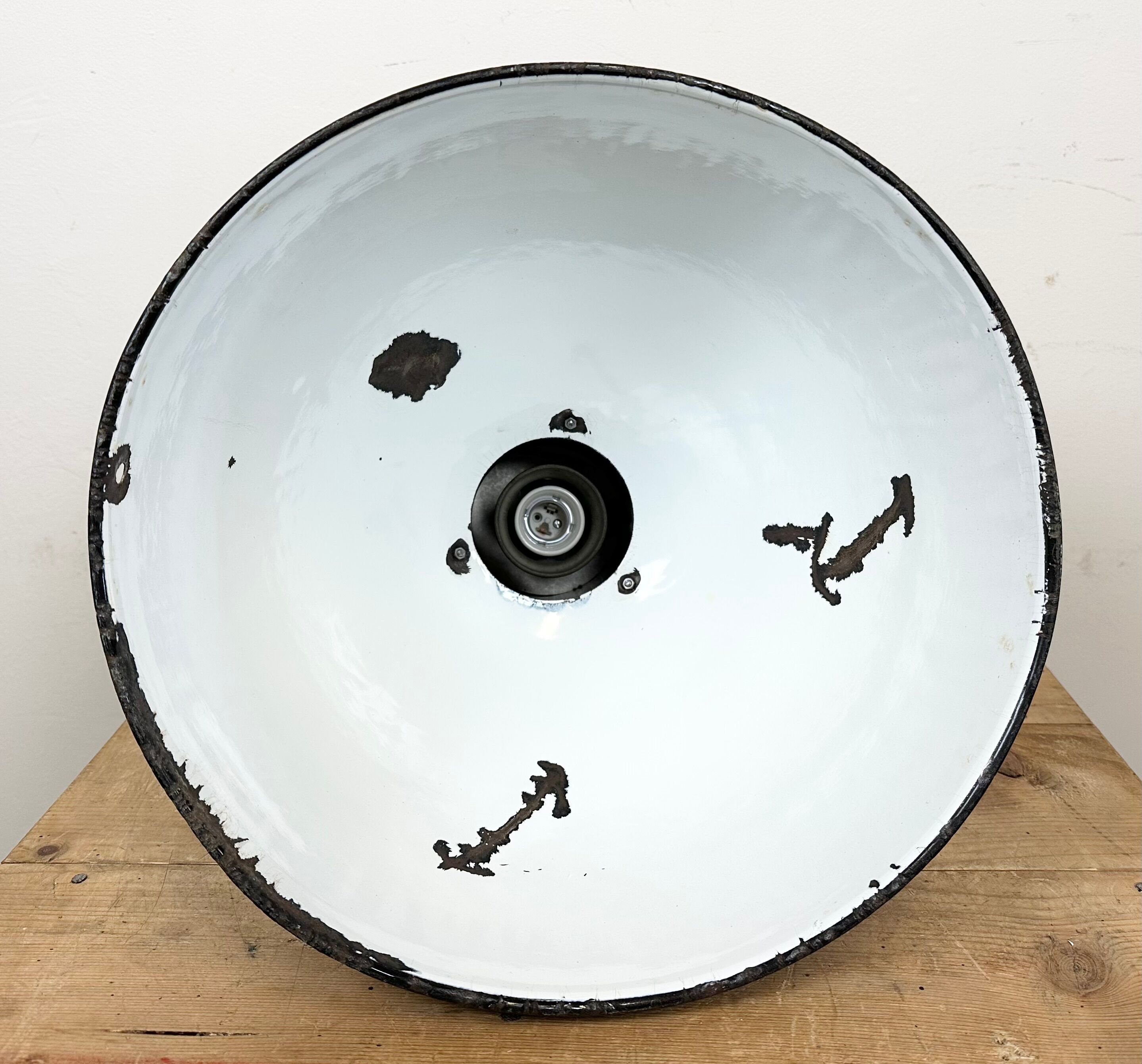 Set of 4 Industrial Bauhaus Black Enamel Pendant Lamps, 1960s