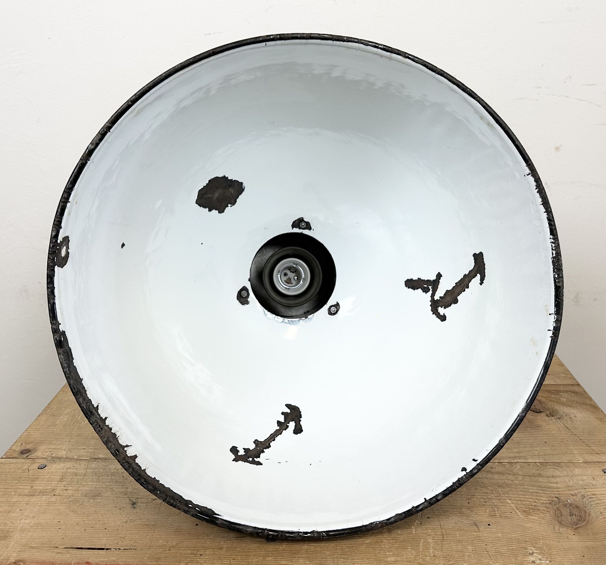 Set of 4 Industrial Bauhaus Black Enamel Pendant Lamps, 1960s