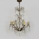 Vintage 8-light chandelier with glass pendants. 1960s.