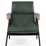 Vintage armchairs with green leather upholstery, 1960s