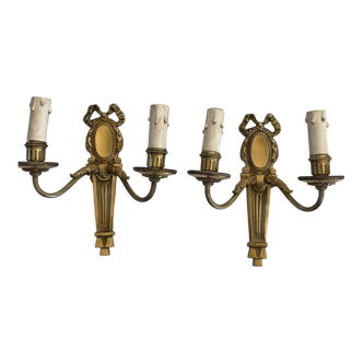 Pair of gilded bronze sconces circa 1910