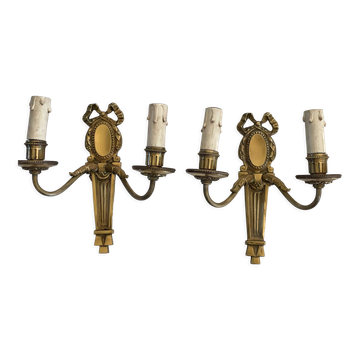Pair of gilt bronze wall sconces circa 1910