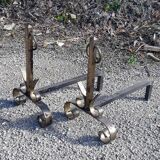 Pair of wrought iron andirons