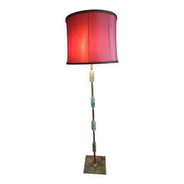 Lampadaire italien onyx et laiton