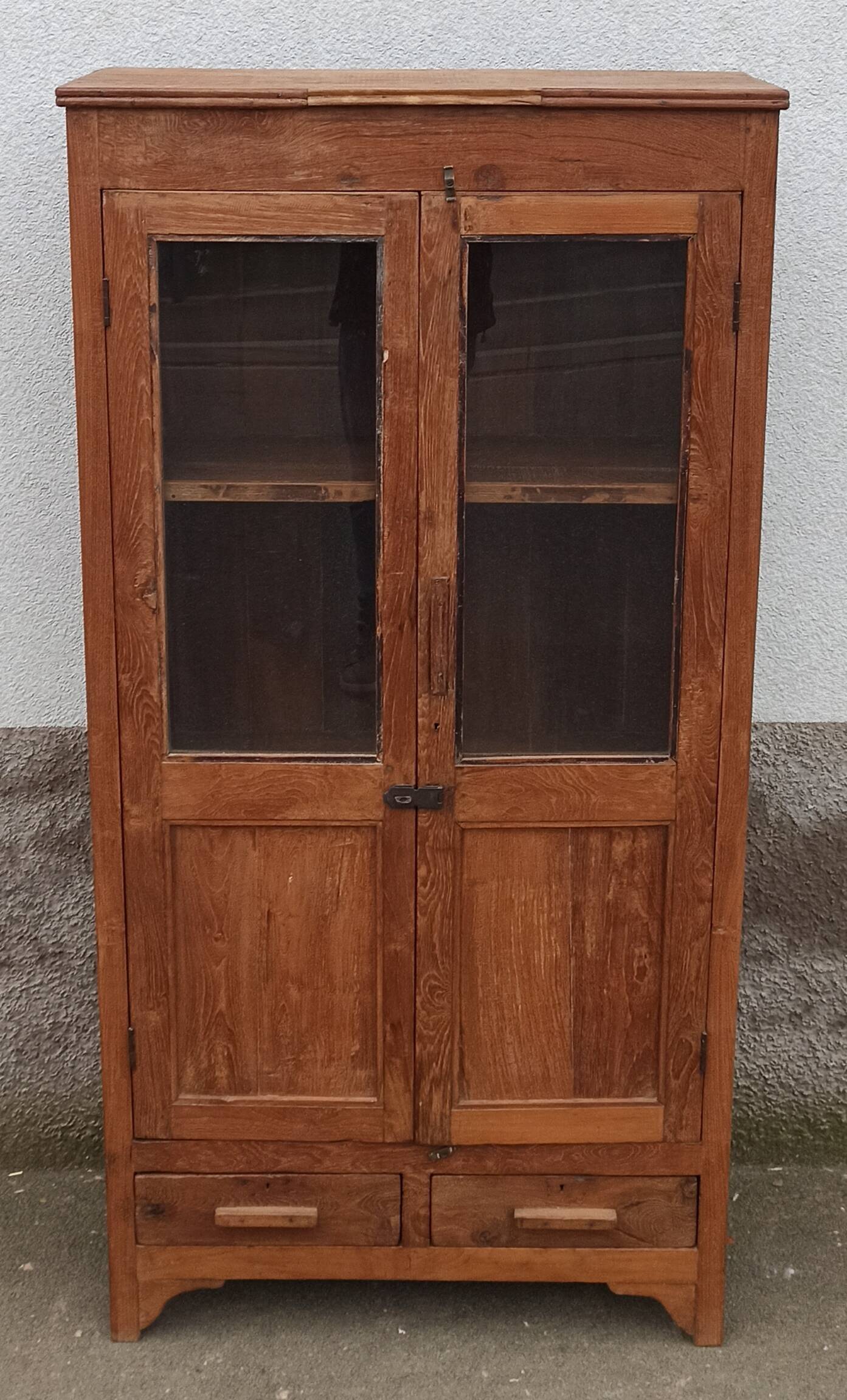 Old glazed teak cabinet