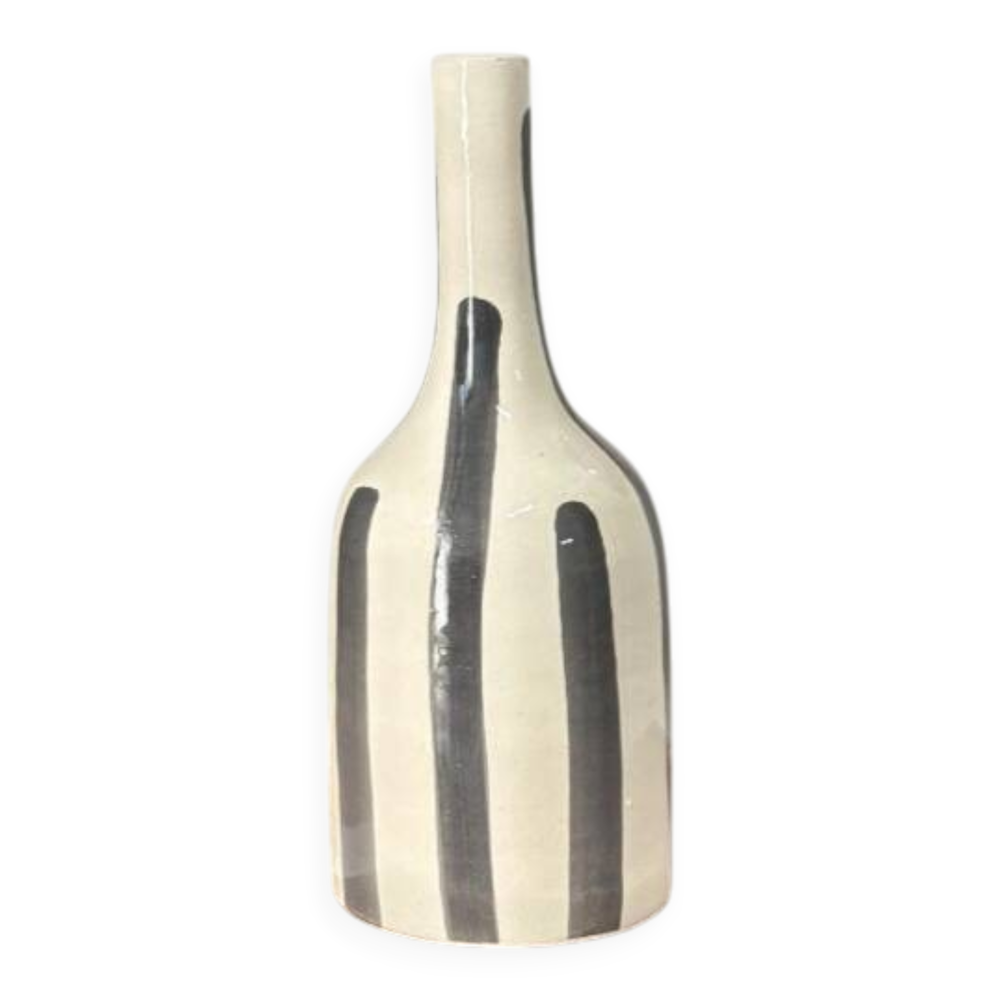 Striped gray bottle vase