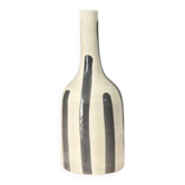 Vase bouteille gris rayé
