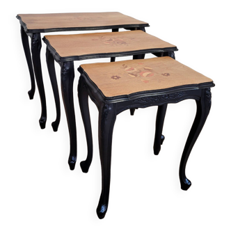 Marquetry nesting tables