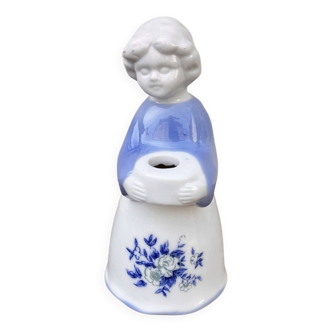 Porcelain figurine candlestick Boy, Lilienthal, Germany 1980s.