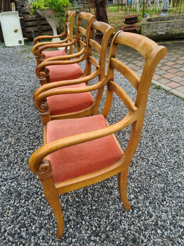 4 fauteuils style Louis Philippe en merisier