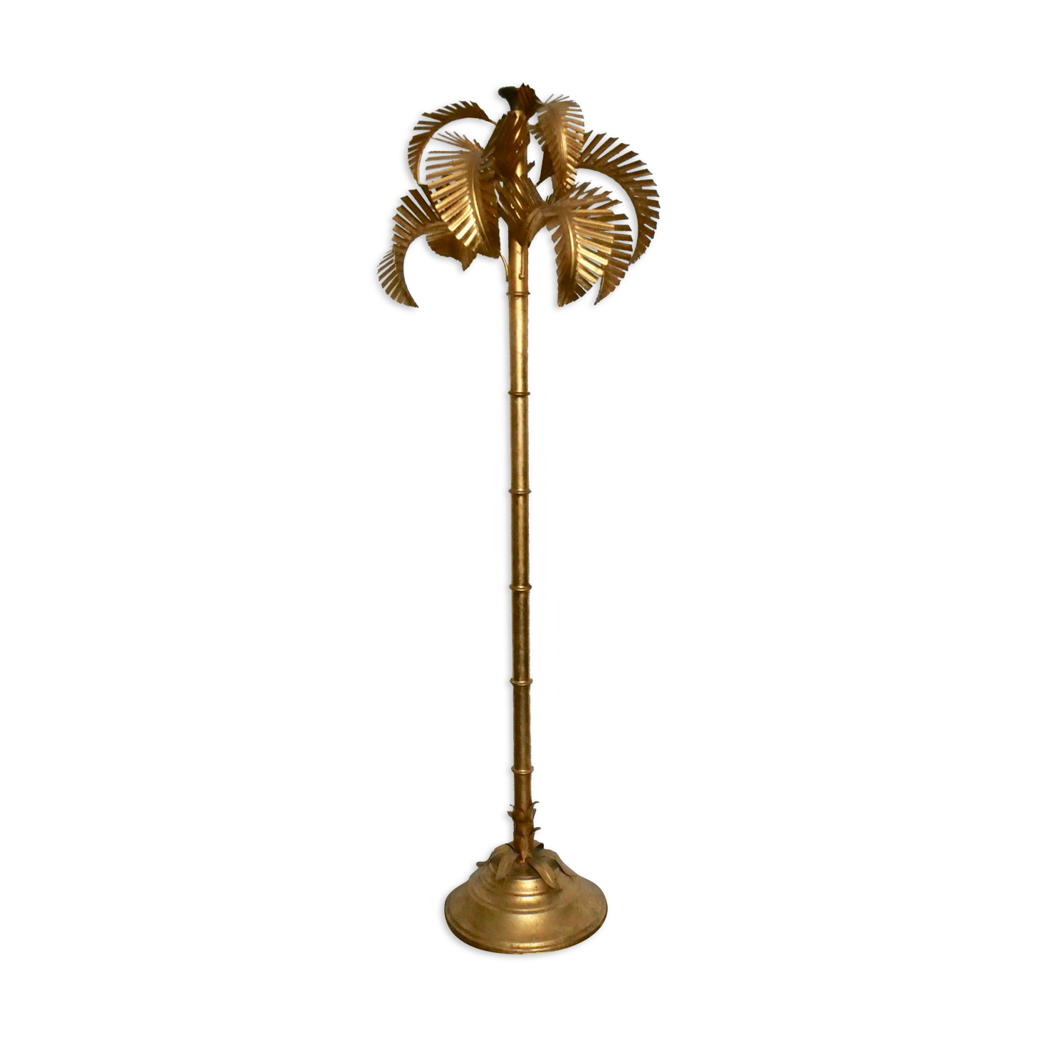 Golden metal palm lamp, 70s