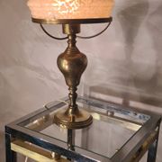Brass lamp 1930, clichy glass lampshade 35x20, slight mark of use